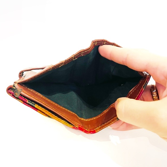 Vintage 1993 MTC India Hand Painted Leather Wallet Multicolour Coin Purse Red - Picture 5 of 16